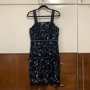 Sam Edelmans Gorgeous Black and Blue large embroidered Cocktail dress!